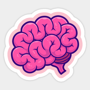 Brain Cartoon Illustration Sticker